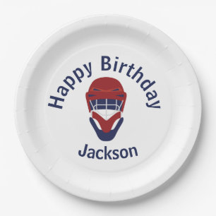 Happy Birthday Hockey Red & Blue Paper Plates