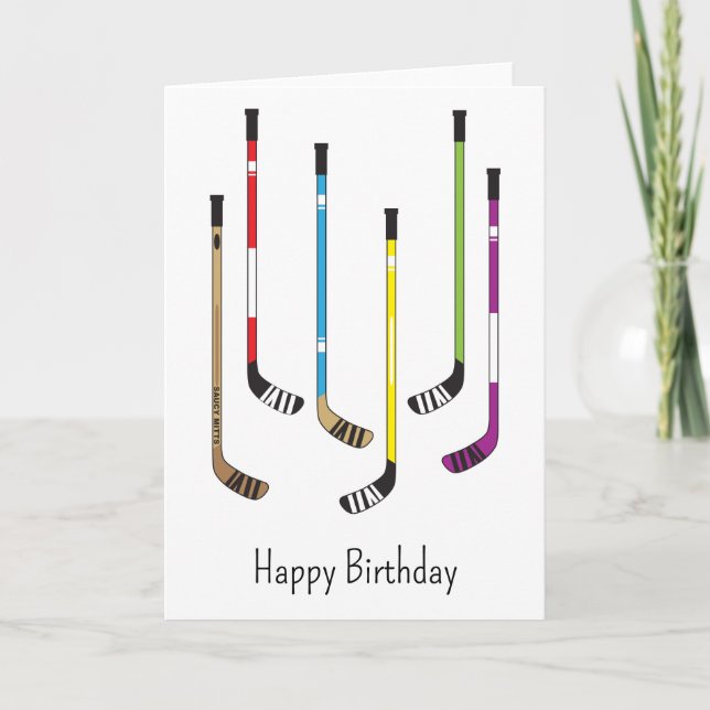 Happy Birthday Hockey Sticks Greeting Card (Front)