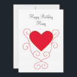 Happy Birthday Honey Love Heart Birthday<br><div class="desc">Happy Birthday Honey Birthday Greeting Card. All text ready to be personalized.</div>
