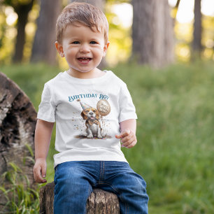 Happy Birthday Honoree Beagle Dog Balloon Custom Baby T-Shirt