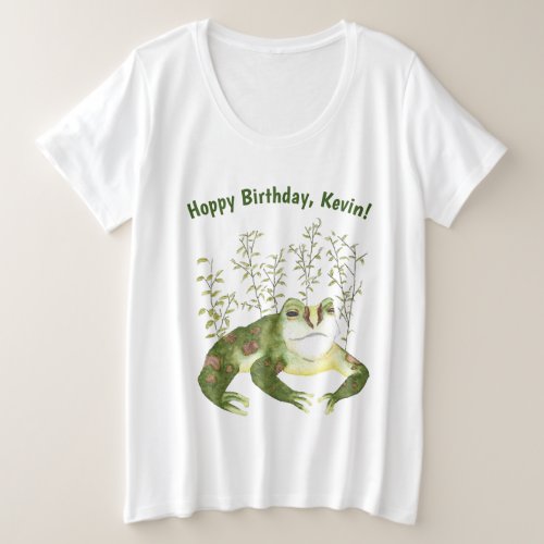 Happy Birthday Hoppy Funny Animal Pun Frog Plus Size T_Shirt