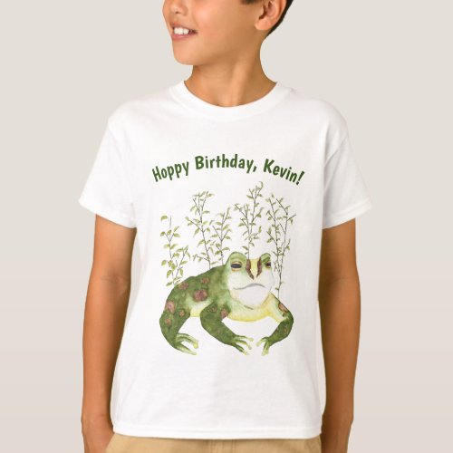Happy Birthday Hoppy Funny Animal Pun Frog T_Shirt