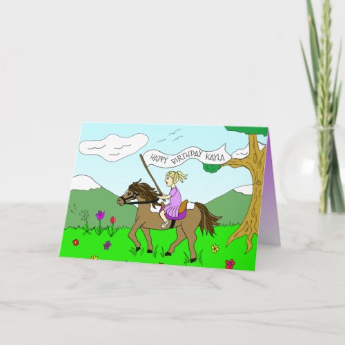 Happy Birthday Horse and inside Coloring Page Holiday Card