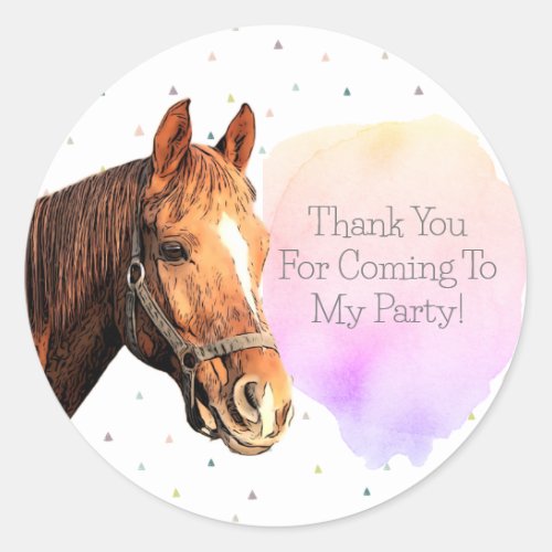 Happy Birthday Horse Back Riding Pretty Animal Kid Classic Round Sticker