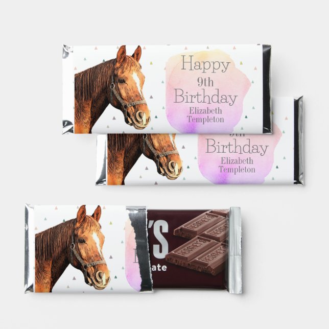 Happy Birthday Horse Back Riding Pretty Animal Kid Hershey Bar Favors (Front)