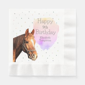 Happy Birthday Horse Back Riding Pretty Animal Kid Napkins by TheShirtBox at Zazzle