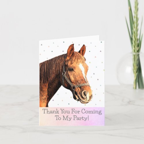 Happy Birthday Horse Back Riding Pretty Animal Kid Thank You Card