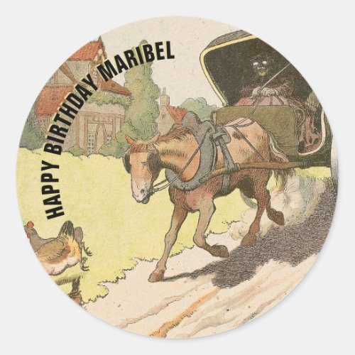 Happy Birthday Horse Carriage Illustrated Stickers