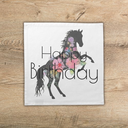 Happy Birthday HorseFlowers Cloth Napkin