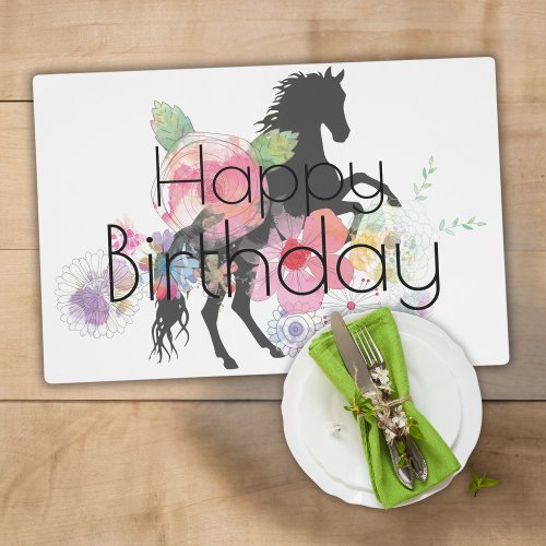 Happy Birthday HorseFlowers Placemat