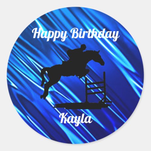 Happy Birthday Horse Hunter Jumper Equestrian Classic Round Sticker