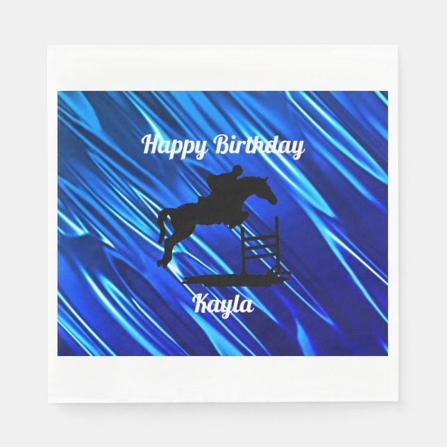 Happy Birthday Horse Hunter Jumper Equestrian Napkins (Front)