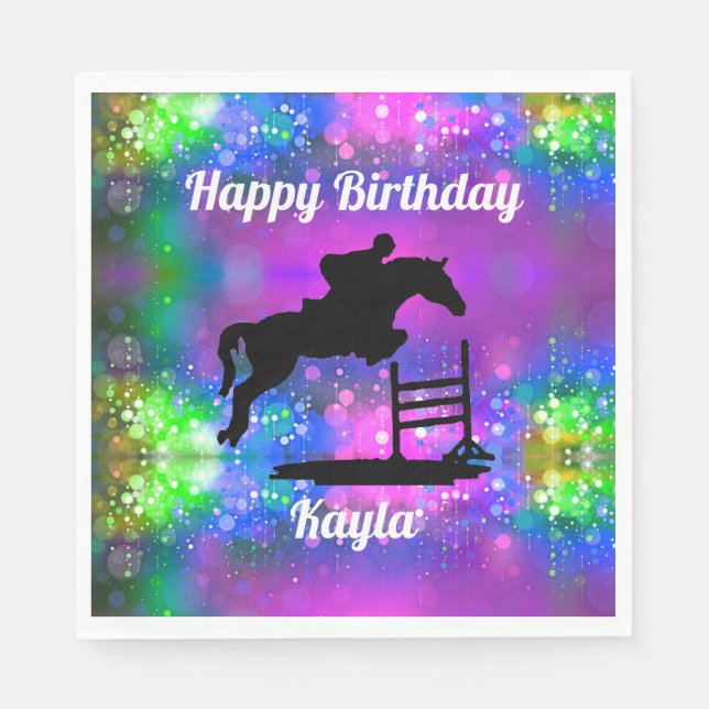 Happy Birthday Horse Hunter Jumper Equestrian Napkins (Front)