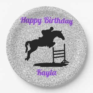 Happy Birthday Horse Hunter Jumper Equestrian Paper Plates