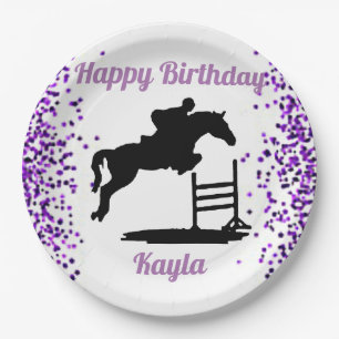 Happy Birthday Horse Hunter Jumper Equestrian Paper Plates