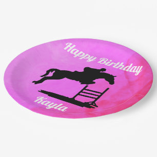 Happy Birthday Horse Hunter Jumper Equestrian Paper Plates