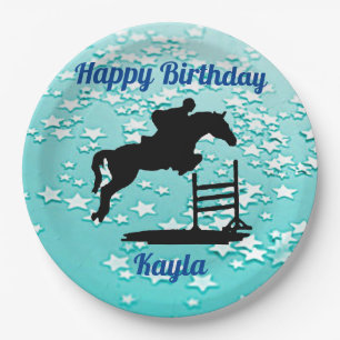 Happy Birthday Horse Hunter Jumper Equestrian Paper Plates
