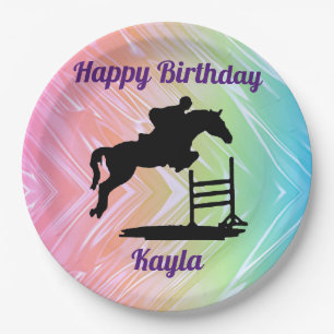 Happy Birthday Horse Hunter Jumper Equestrian Paper Plates