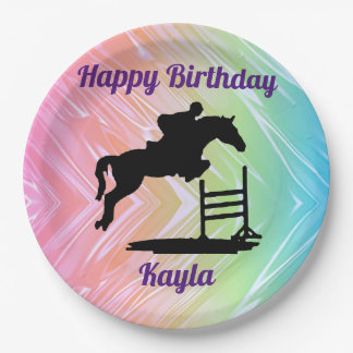 Happy Birthday Horse Hunter Jumper Equestrian Paper Plates
