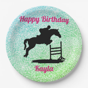 Happy Birthday Horse Hunter Jumper Equestrian Paper Plates