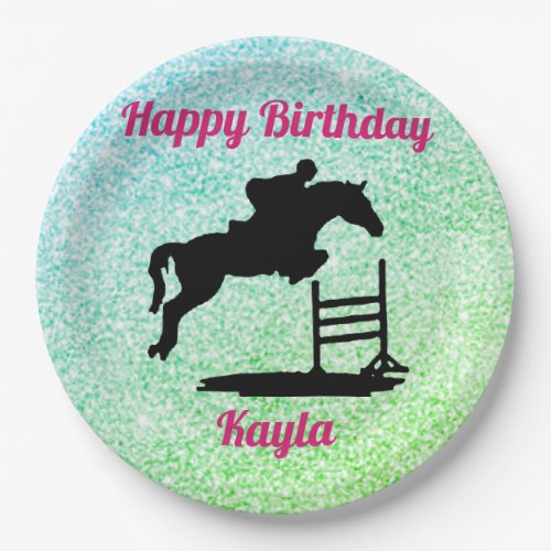 Happy Birthday Horse Hunter Jumper Equestrian Paper Plates