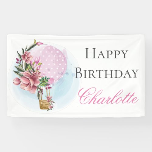 Happy Birthday Hot Air Balloon Banner