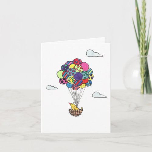 Happy Birthday Hot Air Balloon Bird Nest Card