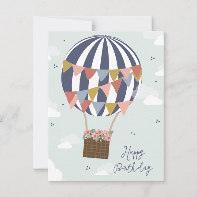 Happy Birthday Hot Air Balloon Greeting Card (Front)