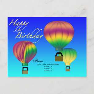 Happy Birthday Hot Air Balloon  Postcard