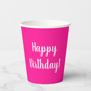 Happy Birthday Hot Pink Birthday Party Paper Cups