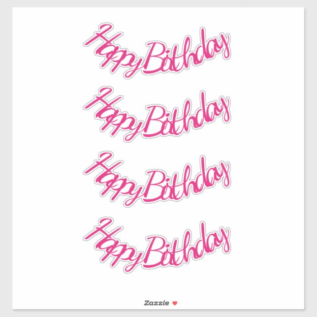 Happy Birthday Hot Pink Cute Girly Party 2023 Cool Sticker (Sheet)