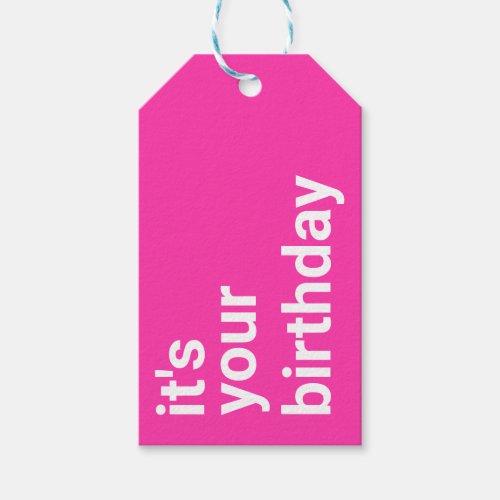Happy Birthday Hot Pink Gift Tags