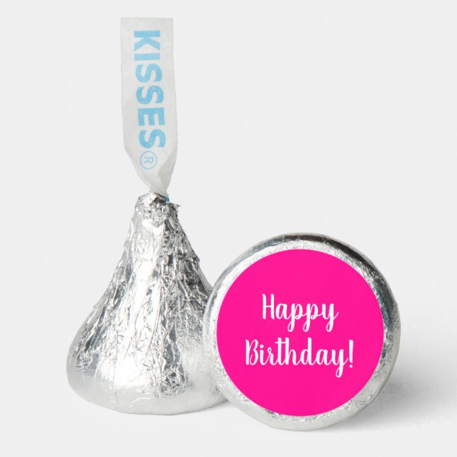 Happy Birthday Hot Pink Typography Hershey®'s Kisses® (Front)