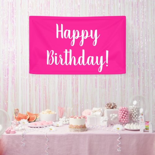 Happy Birthday Hot Pink White Typography Banner
