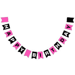 Happy Birthday Hot Pink with White Polka Dots Bunting Flags | Zazzle