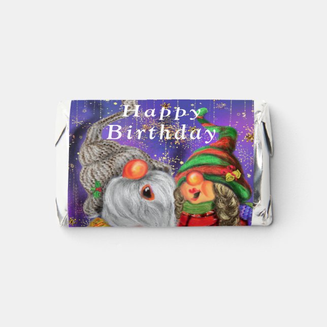 Happy Birthday - Hugged Gnomes Singing Happy Song  Hershey's Miniatures (Front)