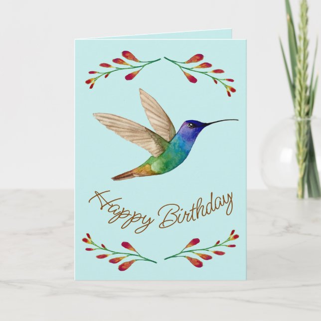 Happy Birthday Hummingbird Card (Front)