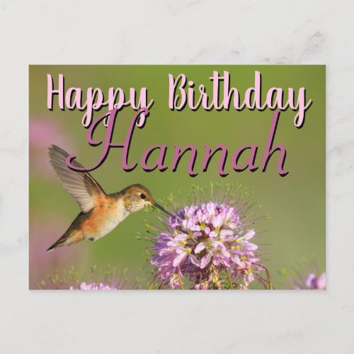 Happy Birthday Hummingbird Custom Name Postcard