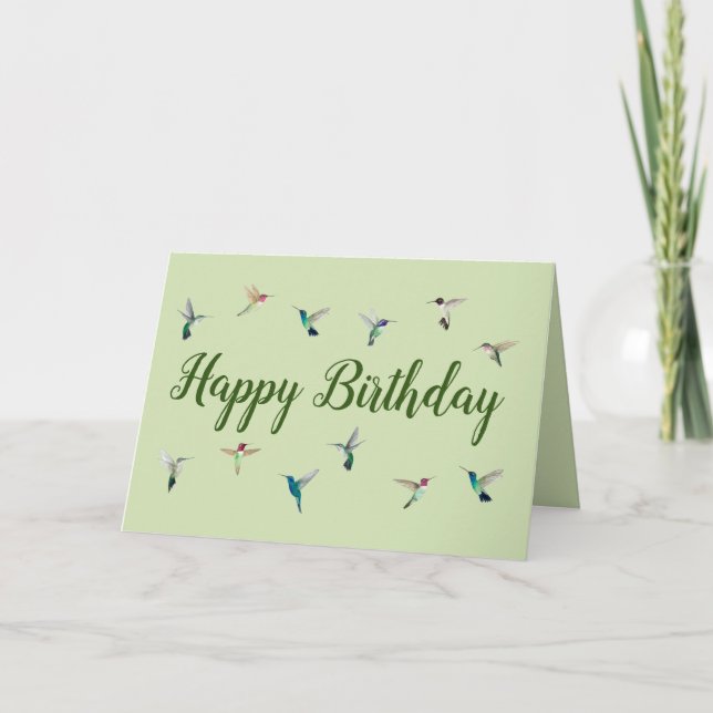 Happy Birthday Hummingbird Holiday Card (Front)
