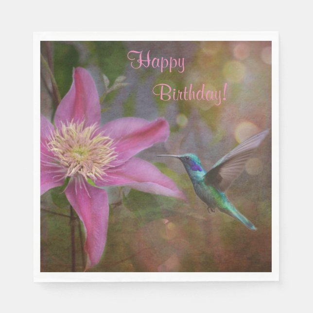 Happy Birthday Hummingbird Napkins (Front)