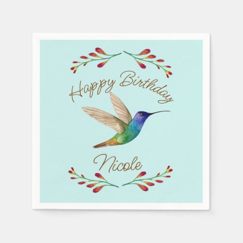 Happy Birthday Hummingbird Napkins