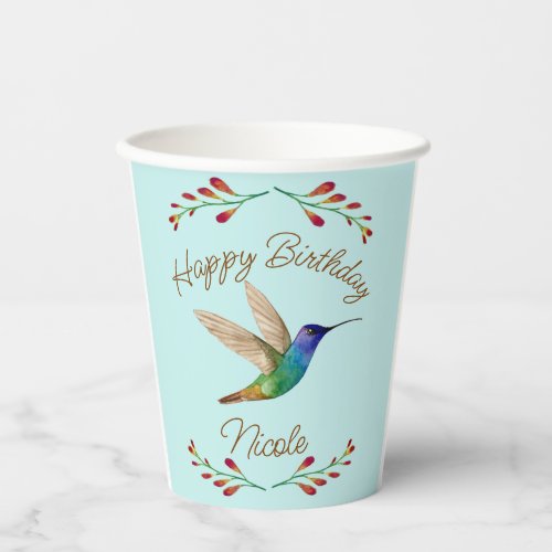 Happy Birthday Hummingbird Paper Cups