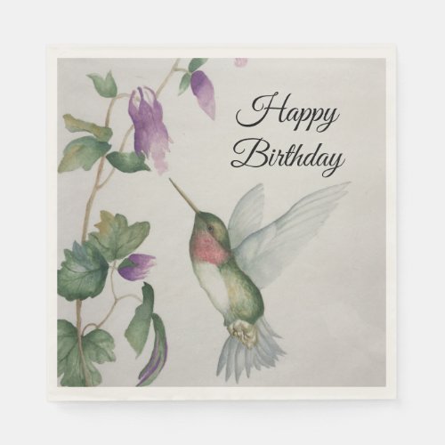 Happy Birthday Hummingbird Party Fun Stylish Napkins