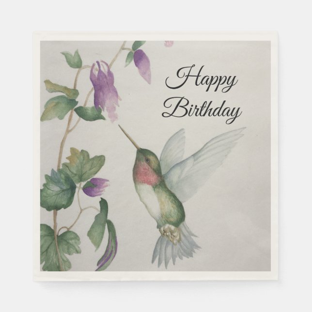 Happy Birthday Hummingbird Party Fun Stylish Napkins (Front)