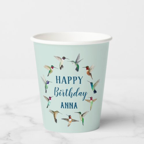Happy Birthday Hummingbirds Paper Cups