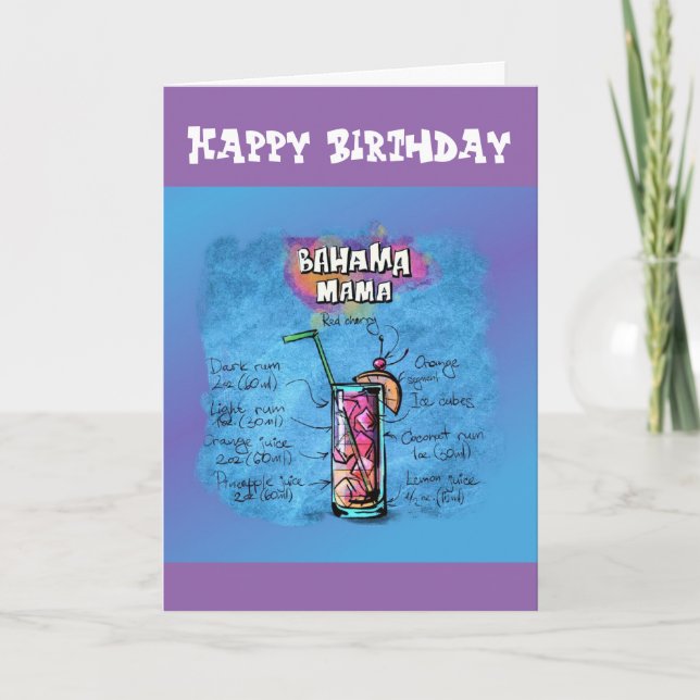 Happy Birthday Humor - Bahama Mama Recipe Card (Front)