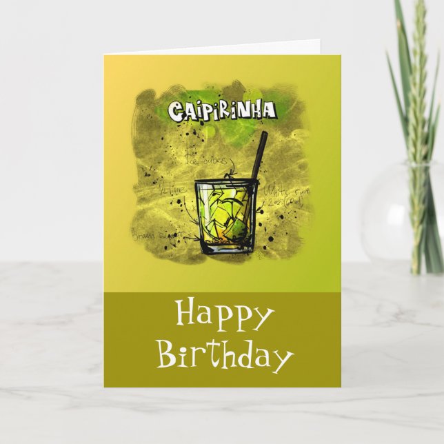 Happy Birthday Humor - Caipirinha Recipe Card (Front)