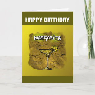 Happy Birthday Humor - Margarita Recipe Card