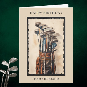 Happy Birthday Husband Golf Bag Birthday Card