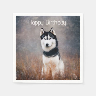 Happy Birthday Husky Napkins